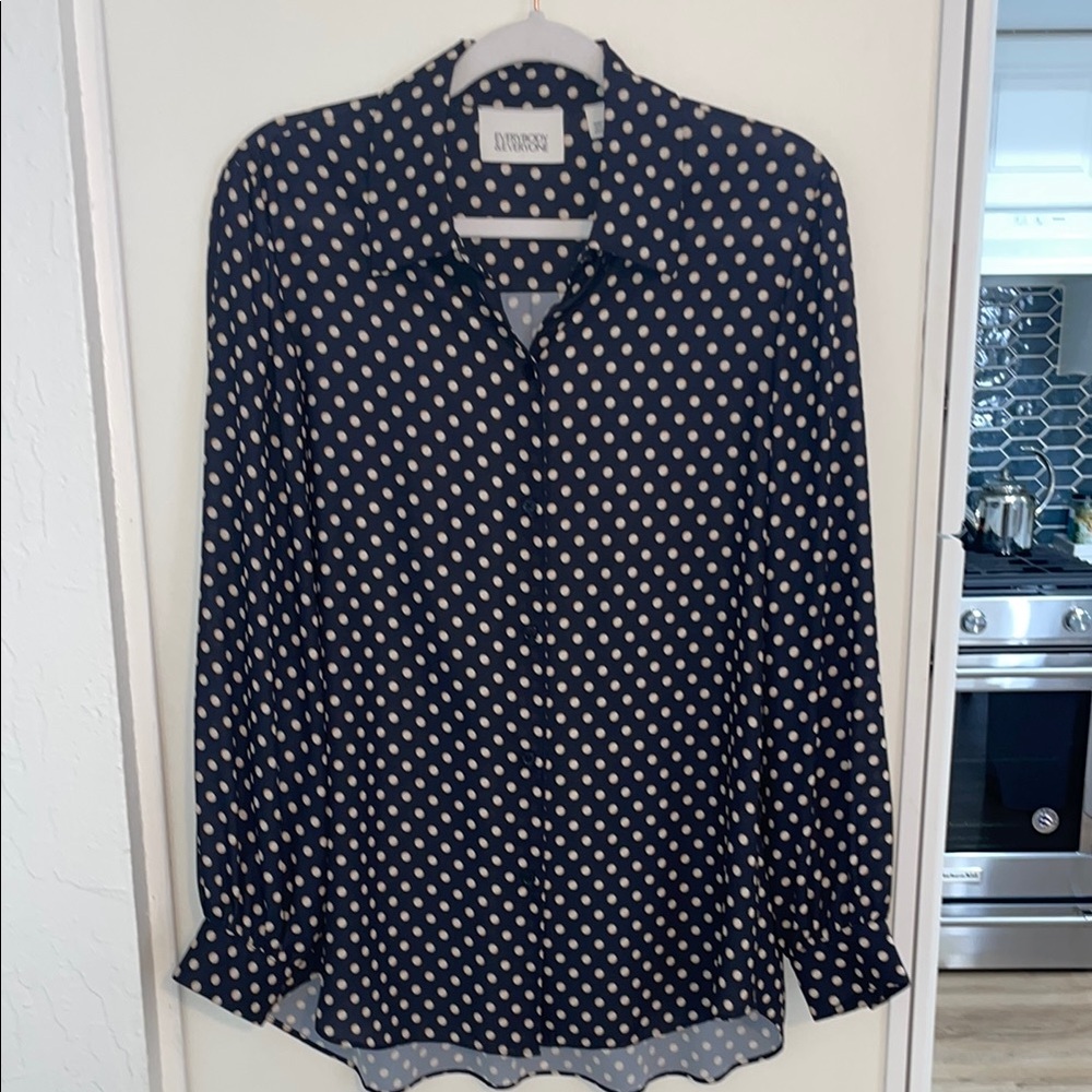 Everybody & Everyone Black Polka Dot Long-sleeve Blouse | 10